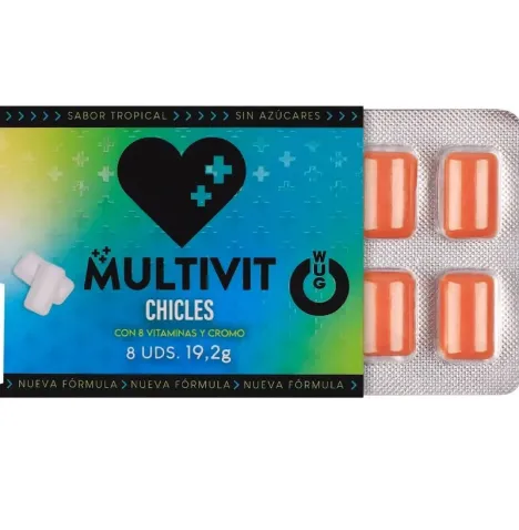 WUG Multivit - La gomma da masticare funzionale che rafforza le tue difese ogni giorno. BLISTER DA 8 UNITÀ