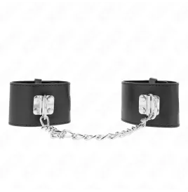 KINK - MUÑEQUERAS FIJAS CON CADENA 30 CM Y CIERRE CANDADO NEGRO AJUSTABLE 16-23 CM X 5.5 CM