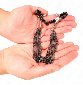 KINK - NIPPELKLEMMEN MIT 3 KETTEN SCHWARZ 20-23-28 CM