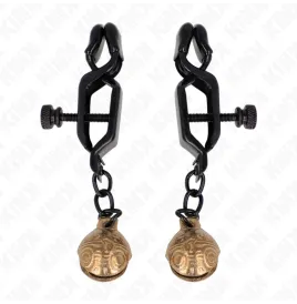 KINK - PINZAS PARA PEZONES PLANAS NEGRO CON CASCABEL 7 CM