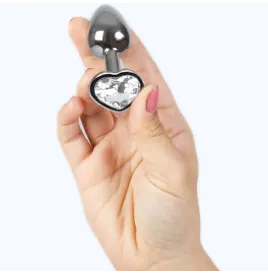 SECRETPLAY - PLUG ANAL EN MÉTAL COEUR CRISTAL CLAIR PETITE TAILLE 7 CM