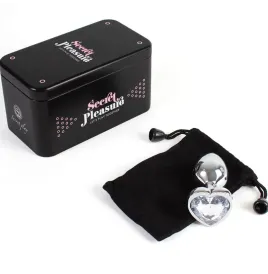SECRETPLAY - METAL BUTT PLUG CLEAR CRYSTAL HEART SMALL SIZE 7 CM