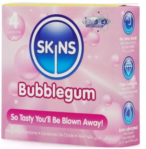 SKINS - BUBBLEGUM PREMIUM CONDOMS PACK 4