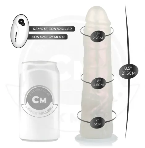 COCK MILLER - DILDO CON VENTOSA, LUCI E VIBRAZIONE CON TELECOMANDO BIANCO 21,5 CM