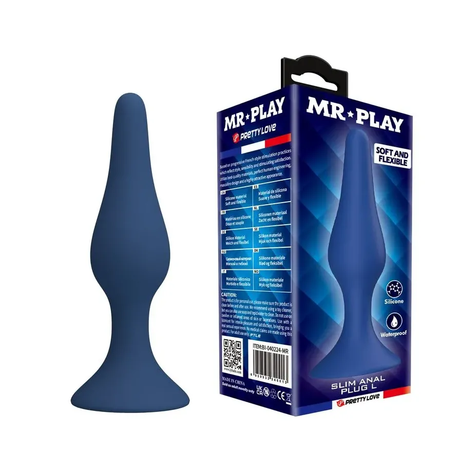 MR PLAY - SCHLANKER SILIKON-ANALPLUG BLAU L MR PLAY - SCHLANKER SILIKON-ANALPLUG BLAU L