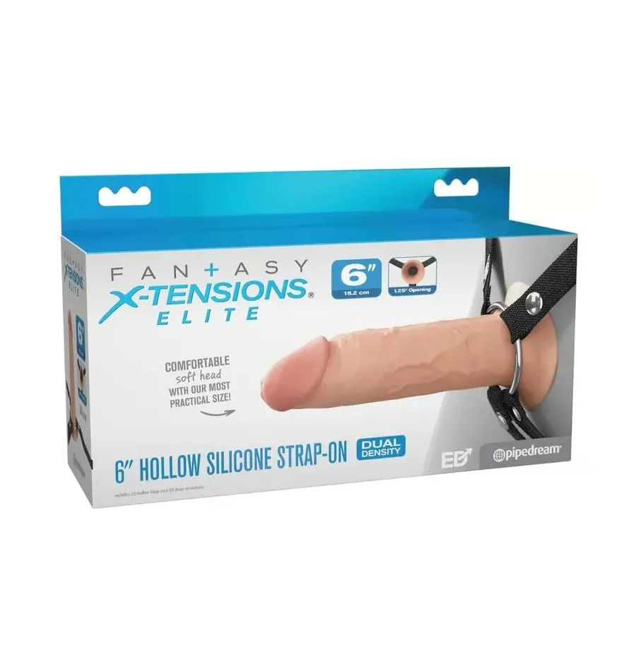 FANTASY X-TENSIONS ELITE - 15.2 CM HOLLOW SILICONE STRAP-ON