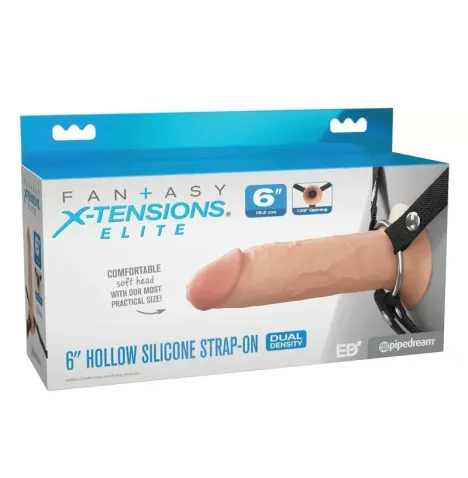 FANTASY X-TENSIONS ELITE - 15.2 CM HOLLOW SILICONE STRAP-ON