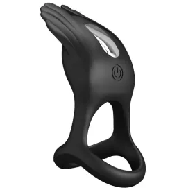 PRETTY LOVE - SILAS ANELLO PER PENE VIBRANTE 7 VIBRAZIONI IN SILICONE NERO
