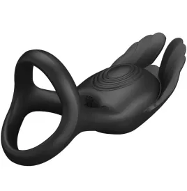 PRETTY LOVE - SILAS ANELLO PER PENE VIBRANTE 7 VIBRAZIONI IN SILICONE NERO