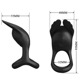 PRETTY LOVE - SILAS ANELLO PER PENE VIBRANTE 7 VIBRAZIONI IN SILICONE NERO