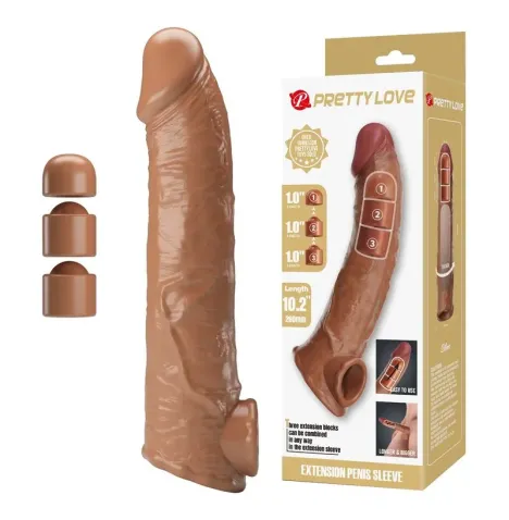 PRETTY LOVE - ADJUSTABLE PENIS EXTENSION SLEEVE 26 CM Ø 4 CM NATURAL