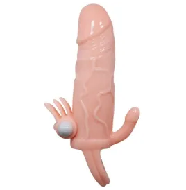 BAILE - BRAVE MAN PENIS COVER WITH CLIT AND ANAL STIMULATION FLESH 16.5 CM