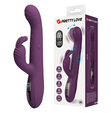 PRETTY LOVE - DEE VIBRATORE A CONIGLIO MULTIFUNZIONE OSCILLANTE E A PERCUSSIONE VIOLA