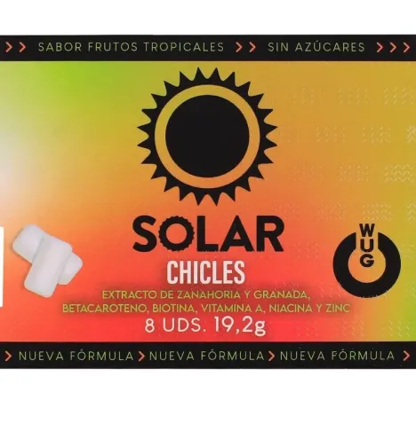 WUG Solar – Der Kaugummi, der Ihre Haut auf die Sonne vorbereitet. Blisterpackung mit 8 Stück