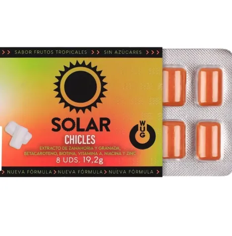 WUG Solar - La gomma da masticare che prepara la pelle al sole. BLISTER DA 8 PEZZI