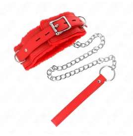KINK - HALSBAND MIT LEINE 65 CM MIT EINSCHRÄNKUNGEN ROT 36-42 CM X 5,5 CM