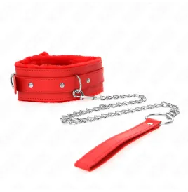 KINK - COLLIER AVEC LAISSE 65 CM AVEC RESTRICTIONS ROUGE 36-42 CM X 5,5 CM