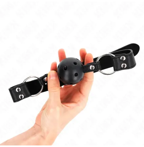 KINK - BÂTON RESPIRANT 4 CM AVEC DOUBLE RIVET MODÈLE 1 NOIR 62,5 x 2,5 CM RÉGLABLE 42-58 CM