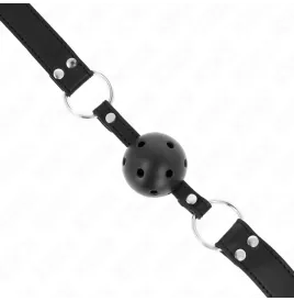 KINK - ATMUNGSAKTIVER BALL 4 CM KNEBEL MIT DOPPELNIET MODELL 1 SCHWARZ 62,5 x 2,5 CM VERSTELLBAR 42-58 CM