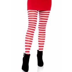 LEG AVENUE - WHITE-RED STRIPED TIGHTS