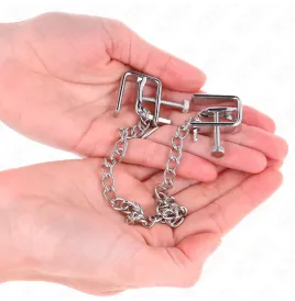 KINK - PINZAS PARA PEZONES COMPRESORA TORNILLO DE BANCO CON CADENA 30 CM