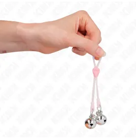 KINK - PINZE PER CAPEZZOLI TESCHIO LUMINOSO CON ANELLO CAMPANELLI REGOLABILI ROSA-ARGENTO