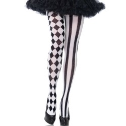 LEG AVENUE - COLLANT ARLECCHINO NERO-BIANCO