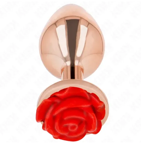 KINK - ROSA GOLDENER ANALSTECKER MIT ROTER ROSE L