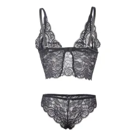 SUBBLIME - 953911 SET 3 PIEZAS ENCAJE Y SATEN NEGRO S-M
