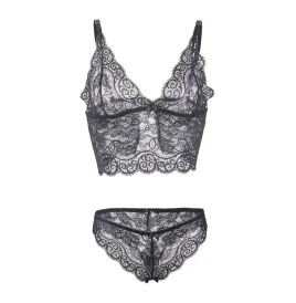 SUBBLIME - 953911 SET 3 PIEZAS ENCAJE Y SATEN NEGRO S-M