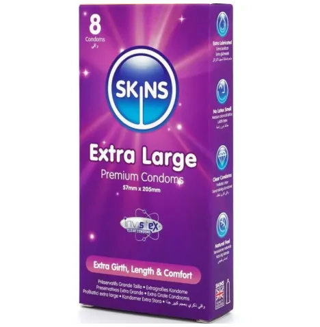 SKINS - PACK DE 8 PRÉSERVATIFS EXTRA LARGES PREMIUM