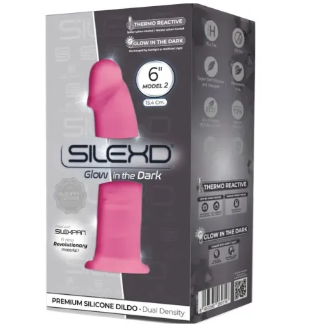 SILEXD - MODELO 2 PENE REALÍSTICO SILICONA PREMIUM SILEXPAN ROSA FLUORESCENTE 15 CM
