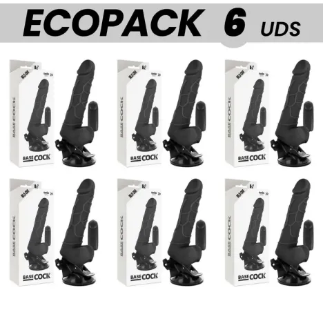 ECOPACK 6 UNITÉS - BASECOCK VIBRATEUR RÉALISTE TÉLÉCOMMANDE NOIR 18.5 CM -O- 4CM