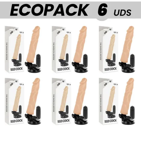 ECOPACK 6 UNIDADES - BASECOCK VIBRADOR REALÍSTICO CONTROL REMOTO NATURAL 21 CM -O- 4 CM