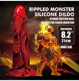 POWER MONSTERS - MINOTAUR FANTASY DILDO WITH SUCTION CUP 21 CM Ø 5 CM RED and BLACK