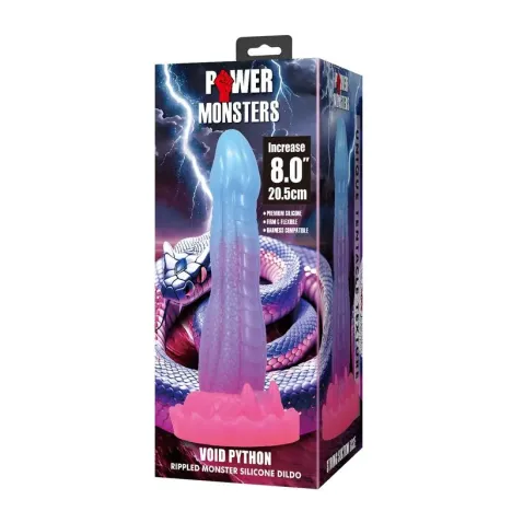 POWER MONSTERS - DILDO VOID PYTHON FANTASY CON VENTOSA 20,5 CM Ø 5,2 CM BLU, VIOLA E ROSA