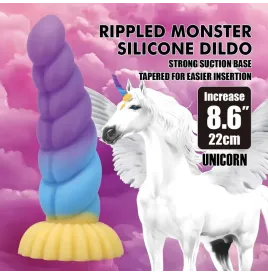 POWER MONSTERS - UNICORN TRICOLOR FANTASY SILICONE DILDO 22 CM Ø 5 CM