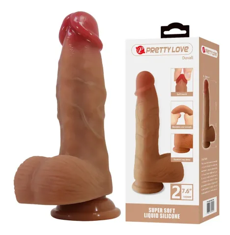 PRETTY LOVE - DUVALL GODEMICHET RÉALISTE AVEC VENTOUSE 19,3 CM -Ø- 4,5 CM