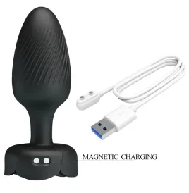 PRETTY LOVE - PLUG ANAL VARIAN AVEC LUMIÈRE LED NOIR 10,8 CM