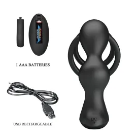 MR PLAY - ANILLO PARA PENE CON PLUG ANAL CON VIBRACIÓN CONTROL REMOTO