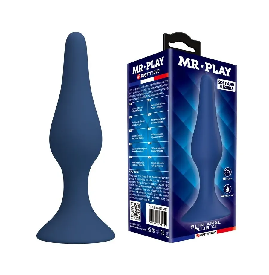 MR PLAY - TAPERED SILICONE ANAL PLUG BLUE XL