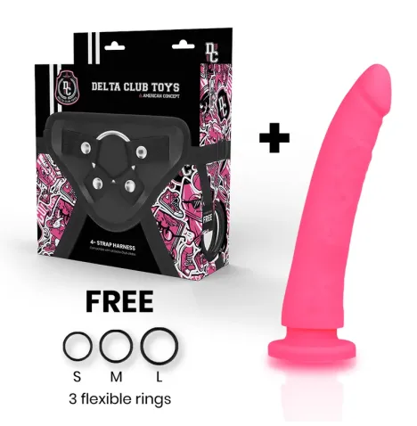 DELTA CLUB - TOYS IMBRACATURA DONG SILICONE ROSA 17 CM -O- 3 CM