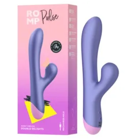 ROMP - PULSE VIBRADOR RABBIT DUAL PUNTO G AZUL ELÉCTRICO