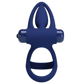 PRETTY LOVE - MAT DOUBLE RING WITH VIBRATION and STIMULATOR BLUE