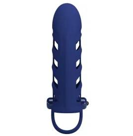 PRETTY LOVE - ALTAF ANNEAU VIBRATEUR AVEC GAINE EN SILICONE BLEU