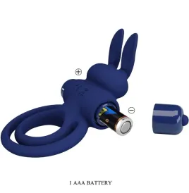 PRETTY LOVE - DAREY DOUBLE VIBRATING RING RABBIT BLUE