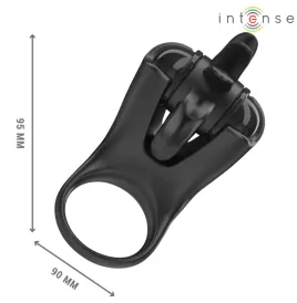 INTENSE - MABEL ANNEAU VIBRANT 10 VIBRATIONS AVEC STIMULATEUR DE CLITORIS NOIR