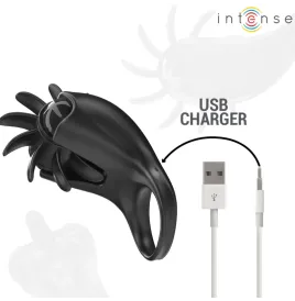 INTENSE - MABEL ANELLO VIBRANTE 10 VIBRAZIONI CON STIMOLATORE CLITORIDEO NERO