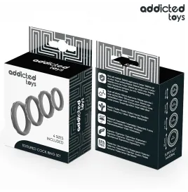 ADDICTED TOYS - ENSEMBLE DANNEAUX PÉNIS TEXTURÉS, 4 TAILLES