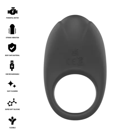INTENSE - MERLOTTE ANILLO VIBRADOR CON ESTIMULACIÓN DE CLÍTORIS NEGRO